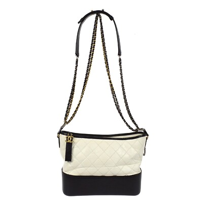 #ad Chanel White Black Calfskin Gabrielle Shoulder Bag 181536 $1853.00