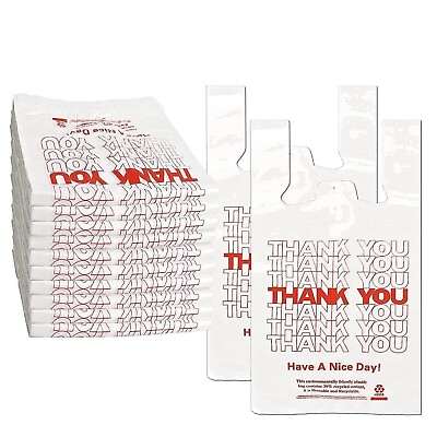 #ad Thank You T Shirt Plastic Bags 500 Case Shopping Bags WHITE LARGE 20 MIC $22.99