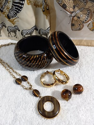 #ad Zebra Butterfly Jewelry Animal Suite Earrings necklace chunky Wood bracelets $64.00