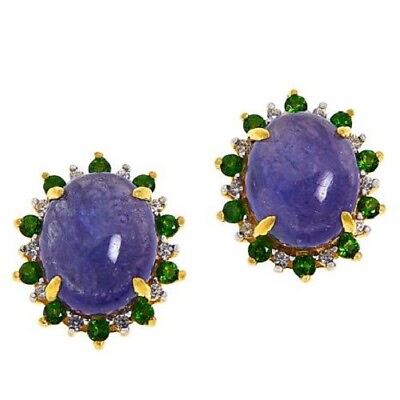 #ad HSN Colleen Lopez Sterling Gold Tanzanite Chrome Diopside amp; Zircon Earring $196.99