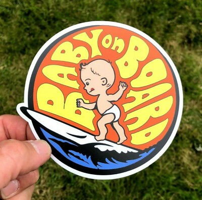 #ad BABY ON BOARD 5quot; VINYL STICKER CAR DECAL SIGN SURFING CHILD SURF BOARD FUNNY $5.49