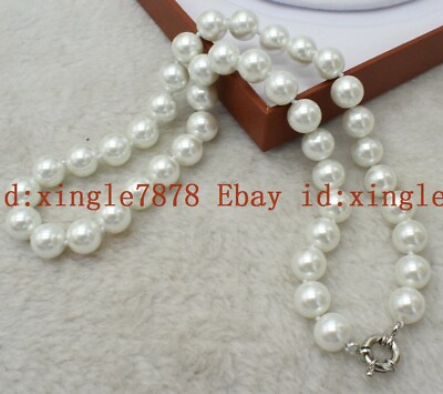 #ad Natural 8 10 12mm White South Sea Shell Pearl Round Beads Necklace 20#x27;#x27; $3.99