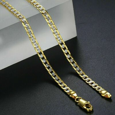 #ad 4mm 18 30quot; Diamond Cut Curb Cuban Link Gold Plated Chain Necklace Men Women Gift $10.49