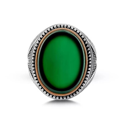#ad Gift Jewelry 925 Solid Silver Sterling Green Onyx Handmade Men#x27;s Ring $37.53