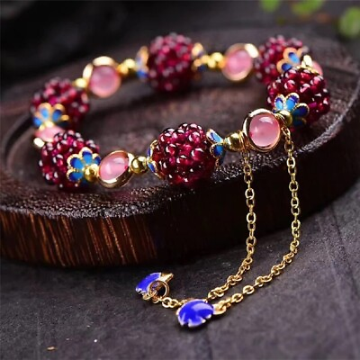 #ad #ad Natural Rose Quartz Garnet Crystal Charm Bracelet for Love Spiritual Healing $12.90
