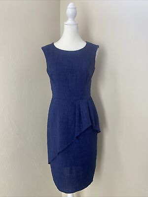 #ad 9 amp; Co. Ruffled Overlay Capri Blue Dress New Msrp $80 Size 2 4 16 $16.00