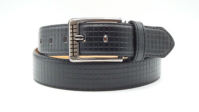 #ad Men New Black Leather Belt with Silver Buckle L 38 40quot; #3287 $7.91