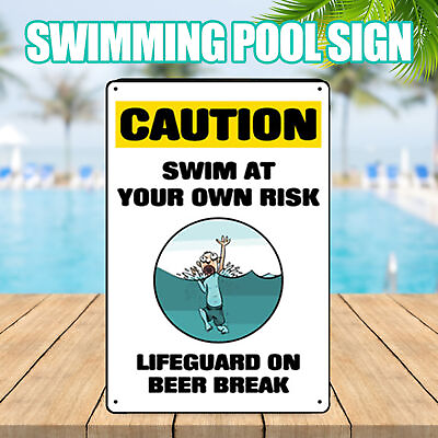 #ad Sign Board Funny Durable Anti deform Pool Rule Sign Vintage Decor Metal $8.93