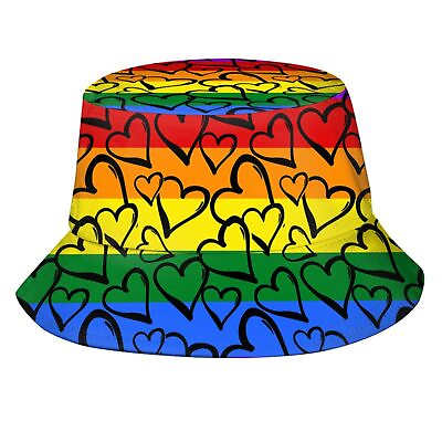 #ad Rainbow LGBT Bucket Hats Fashion Gay Pride Sun Cap Packable Outdoor Fisherman... $30.79