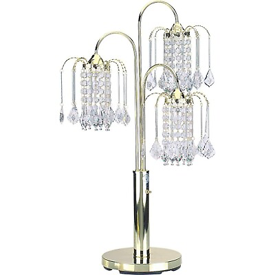 #ad Milton Greens Stars A716G Sterling Traditional Crystal Table Lamp with 3 Way ... $170.72