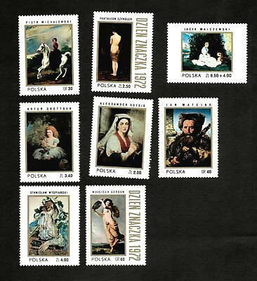 #ad Poland 1972 SC# 1908 14 B126 Paintings Portraits Set of 8 Stamps MNH $2.99