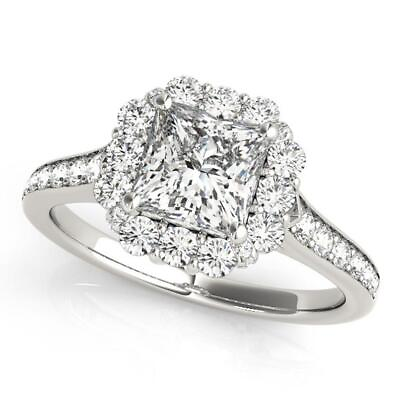 #ad 1.45 Ct Princess Moissanite Wedding Engagement Ring 14K Real White Gold Size 7 8 $450.30