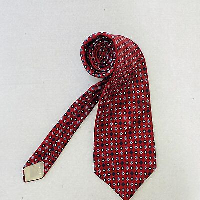 #ad Yves Saint Laurent Vintage Tie Maroon Geometric Silk 4 x 58 $8.95