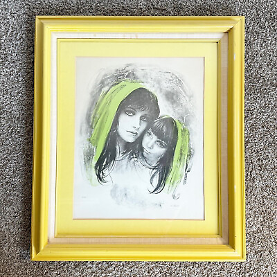 #ad Vintage Mother and Daughter Lithograph Signed and Numbered $295.00