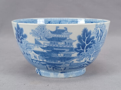 #ad British Blue Willow Type Transferware Small Pearlware Bowl Circa 1810 1820s $50.00