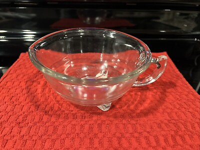 #ad Vintage Hazel Atlas Clear Glass Handled Footed Mixing Batter Bowl c. 1930s $12.99