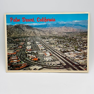 #ad VTG Postcard Palm Desert California Card City Snow Mountain Photo Color Aerial $9.85