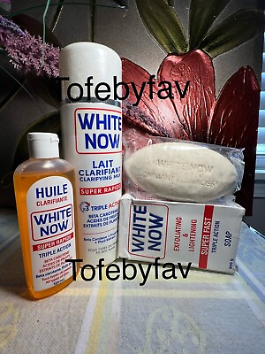 #ad 100% WHITE NOW TRIPLE ACTION SETS FOR BODY .WHITENING Lotion Soap and Oil. $65.99