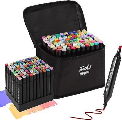 #ad 80 Colors Markers Graphic Drawing Painting Alcohol Art Dual Tip Sketch Pens $16.99