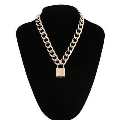 #ad Women Men Punk Choker Lock Chain Necklace Goth Padlock Fashion Pendant Necklace $8.99
