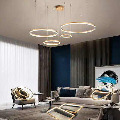 #ad Acrylic LED Pendant Light Modern Chandelier Ring Lighting Fixture Hanging Lamp $148.63