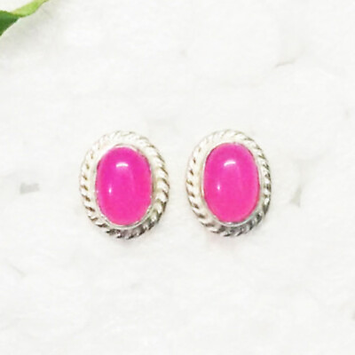 #ad 925 Sterling Silver Pink Agate Earrings Handmade Jewelry Gemstone Earrings $30.16