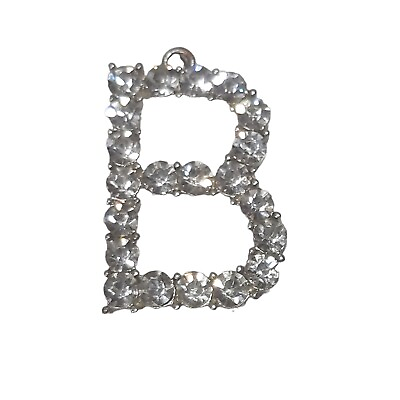 #ad Silver Tone Clear Rhinestone Initial Letter B Pendant $9.98