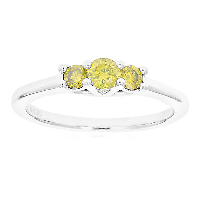 #ad 3 8 ct 3 Stone Yellow Diamond Engagement Ring for Women in .925 Sterling Silver $229.99