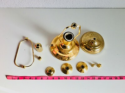 #ad LOT brass chandelier vintage lamp light parts: harp base dish finial cover $45.00