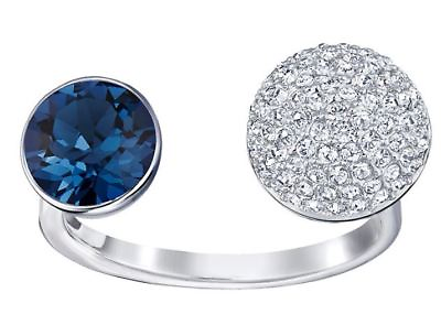 #ad Swarovski Forward Open Ring Montana Blue Crystal Size 55 7 58 8 New Box $129 $50.00