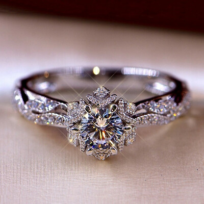 #ad Gorgeous Cubic Zircon Ring Women 925 Silver Wedding Jewelry Sz 6 10 C $3.19