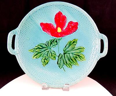 #ad LDB amp; CO RED #2207 EMBOSSED FLOWER amp; BASKET WEAVE 13 1 8quot; HANDLED CHOP PLATE $29.97