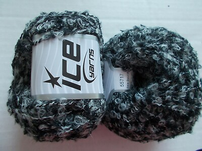 #ad Ice Yarns Boucle sale wool blend yarn black light cream lot of 2 220 yds ea $16.99