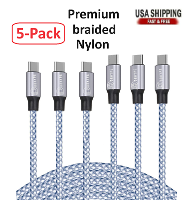 #ad #ad 5 Pack Braided USB C to Type C Fast Charging Data SYNC Charger Cable 3 6 10FT $15.99