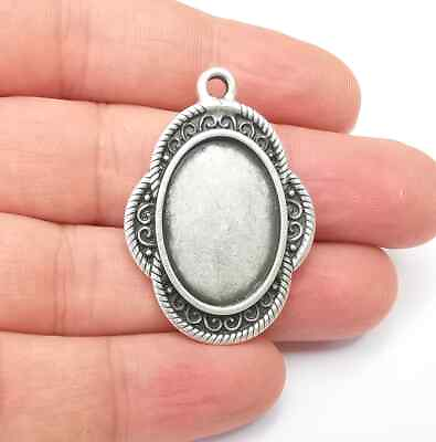 #ad Oval Charm Bezel Resin Blank inlay Mounting Mosaic Pendant Frame Cabochon $1.95