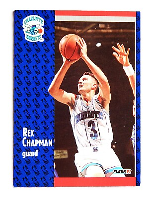 #ad Rex Chapman #18 Fleer 1991 Basketball Card Charlotte Hornets E $1.99