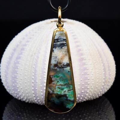 #ad Pendant Multicolor Petrified Fossil Wood Cabochon amp; Gold Vermeil Sterling 11.66g $116.00