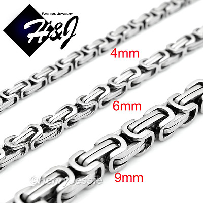 #ad 18 40quot;MEN#x27;s Stainless Steel 4mm 6mm 9mm Silver Byzantine Box Link Chain Necklace $18.99
