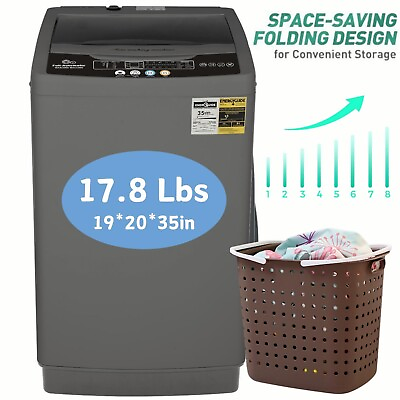 #ad Full Automatic Washing Machine 17.8Lbs Compact Laundry Washer with Drain Pump $189.99
