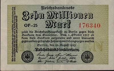 #ad 1923 Germany Weimar Republic 10.000.000 10 million Mark Banknote $4.50