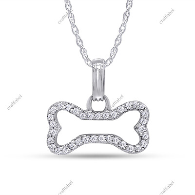 #ad 1 10ct Natural Diamond Dog Bone Pendant 18quot; Necklace in 14K Solid Gold $377.19