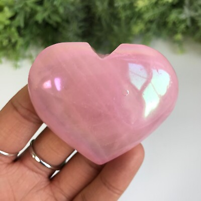#ad Aura Rose Quartz Heart Gorgeous Crystal Slight Imperfect Aura 111g 6.2cm GBP 16.99