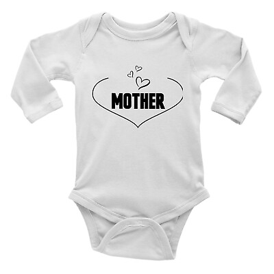 #ad Love Mother Long Sleeve Baby Grow Vest Bodysuit Boys Girls GBP 5.99