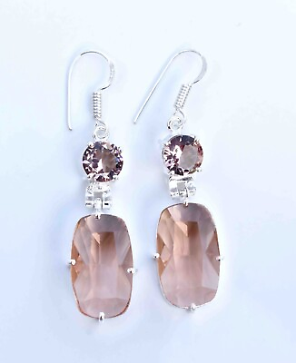 #ad Morganite 925 Sterling Silver Gemstone Handmade Jewelry Earring Size 2.10quot; $13.99