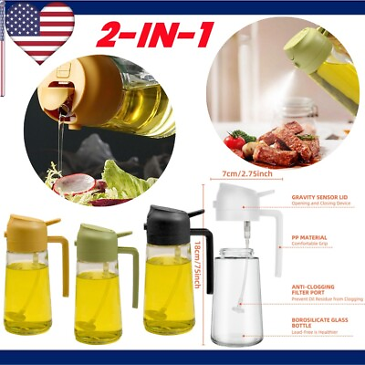 #ad 2 in 1 Glass Oil Sprayer and Dispenser Spray Bottle Cooking Dispensers US STOCK $2.84