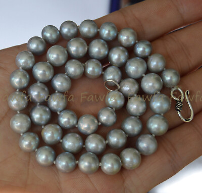 #ad Genuine Silver Gray Akoya Natural Freshwater Cultured Pearl Necklace 14 48quot; $45.88