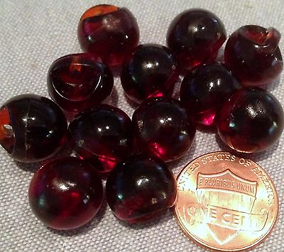 #ad 12 Shiny Dark Reddish Amber Plastic Shank Ball Buttons Almost 1 2quot; 12.3mm # 7518 $3.99