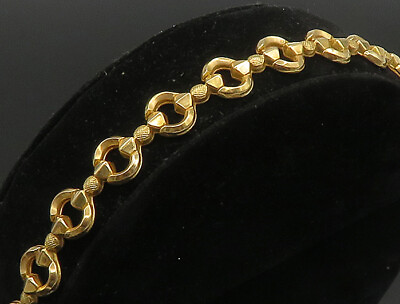 #ad EUROPEAN 18K GOLD Vintage Shiny Etched Detail Round Chain Bracelet GBR030 $1415.00