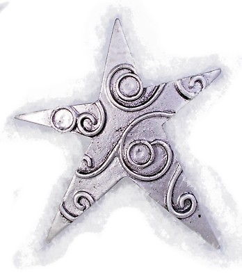 #ad Vintage Silver Plated Star with Swirls Pin Brooch Gift Boxed $9.95