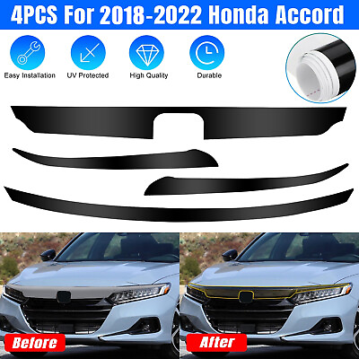 #ad Chrome Delete Blackout Overlay Front Grill Trim for 2018 2022 Honda Accord Black $10.48